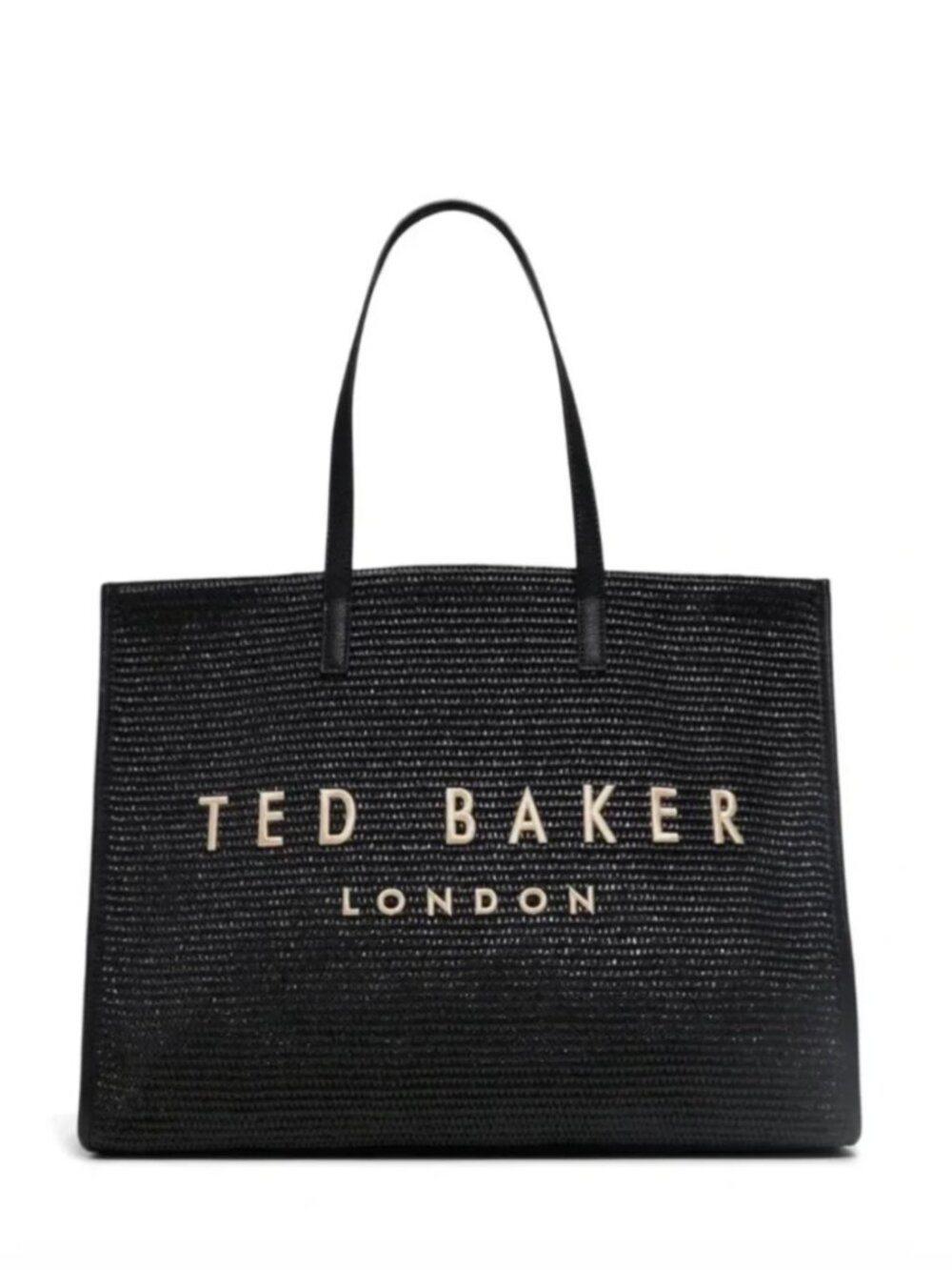 NWT Ted Baker 'Palmer' Raffia Large ICON Tote Bag Black/Tan SOLD OUT